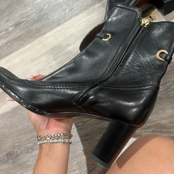 Louis Vuitton Round Toe Black Leather Heeled Boot Size EU 37 - Picture 4 of 9